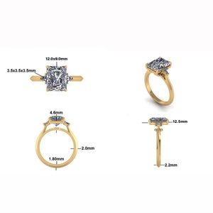 Custom radiant cut moissanite engagement ring in 18k gold